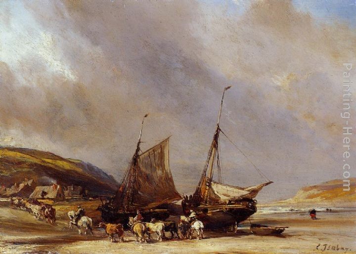 Eugene Isabey Riders on the Beach with Ship